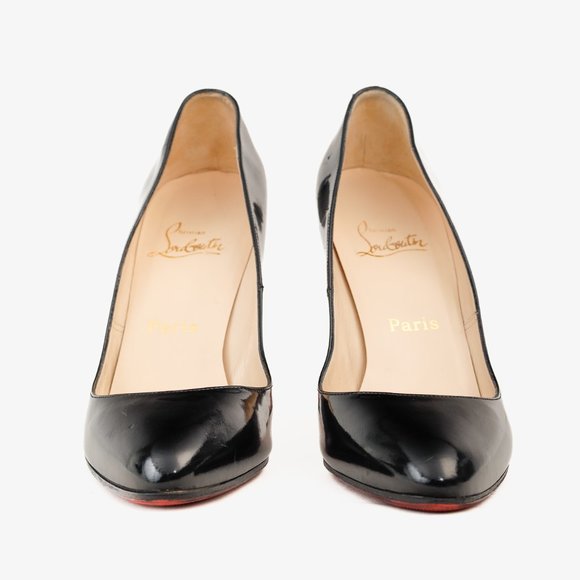 Christian Louboutin Vintage Silver Mirror Heel Black Patent Leather Pump, Sz 8.5 - Picture 2 of 9